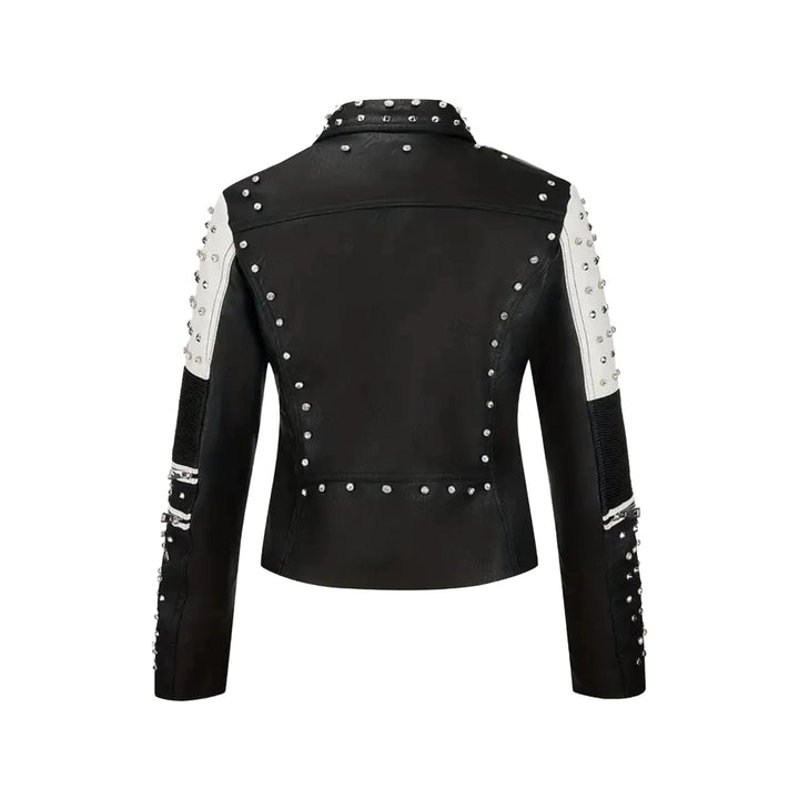Damen Edle Bikerjacke mit Nieten Drune