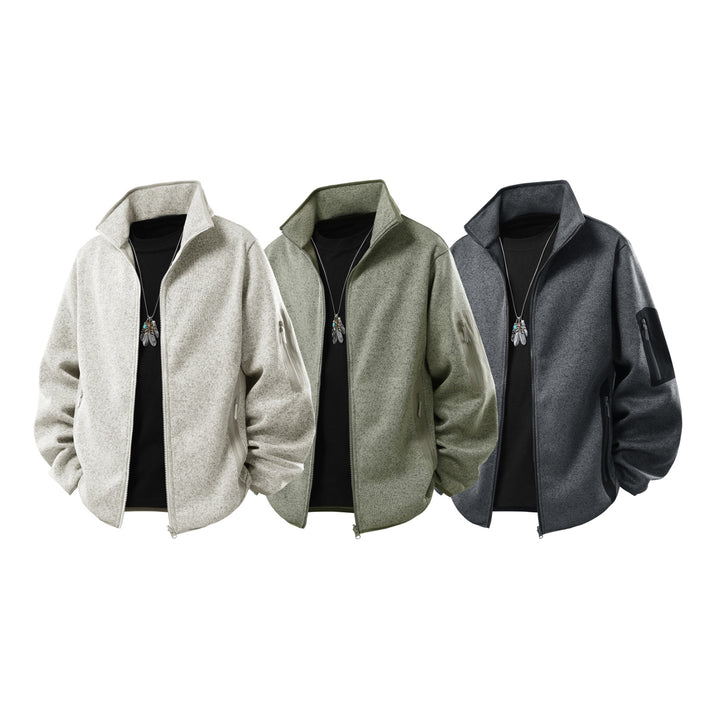 Herren Fleecejacke mit Stehkragen, verdecktem Zwei-Wege-Reißverschluss und wasserabweisenden Utility-Einsätzen Drune