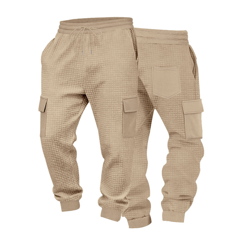 Herren Cargo-Jogginghose mit Waffelstruktur, elastischem Bund und Klappentaschen Drune
