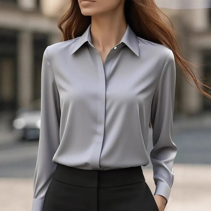 Damen Elegante satiniert Bluse Drune