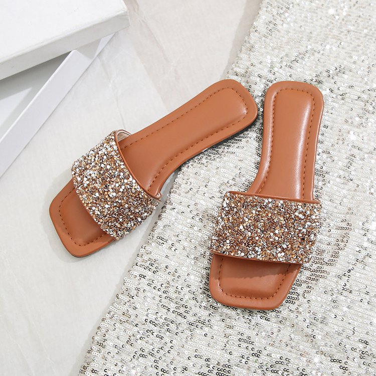 Damen Glamouröse Riemchen-Pantoletten mit funkelnder Strass-Applikation Drune