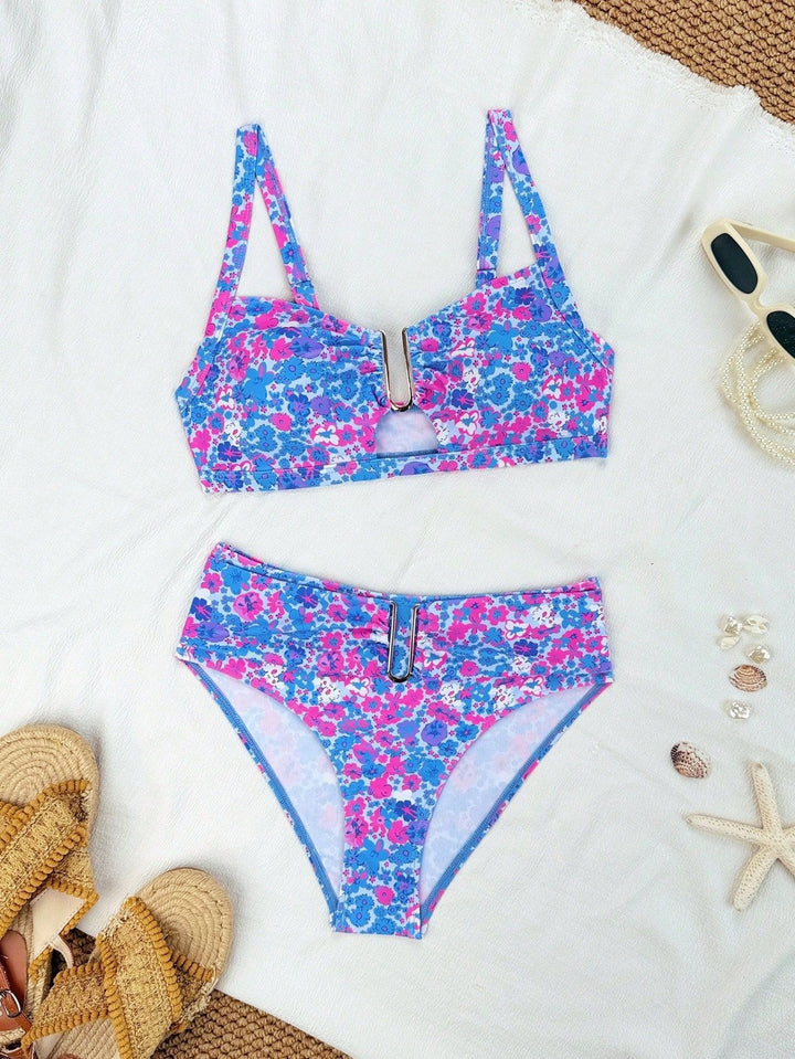 Damen Hochgeschnittener Bikini mit seitlichem Schnallendetail Drune