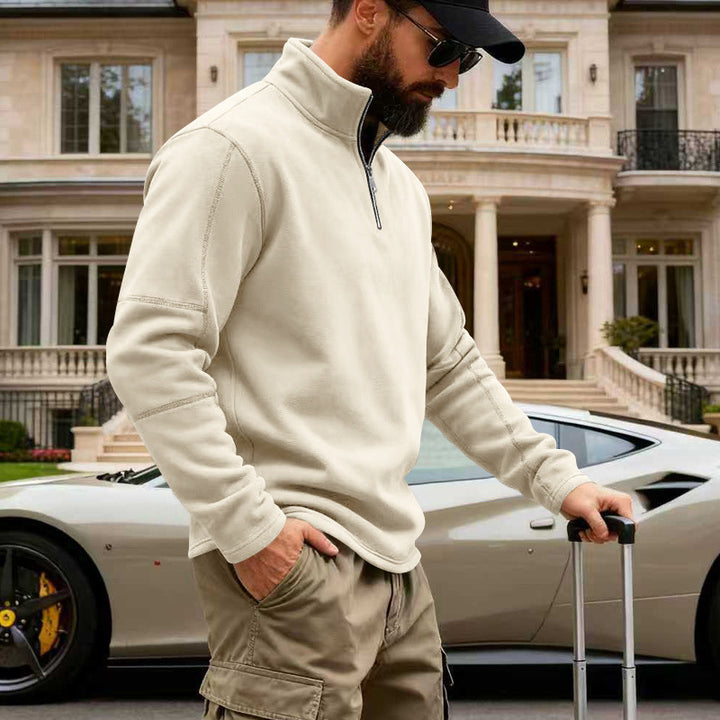 Herren Halbzip-Sweatshirt mit Stehkragen und markanten Nahtdetails Drune