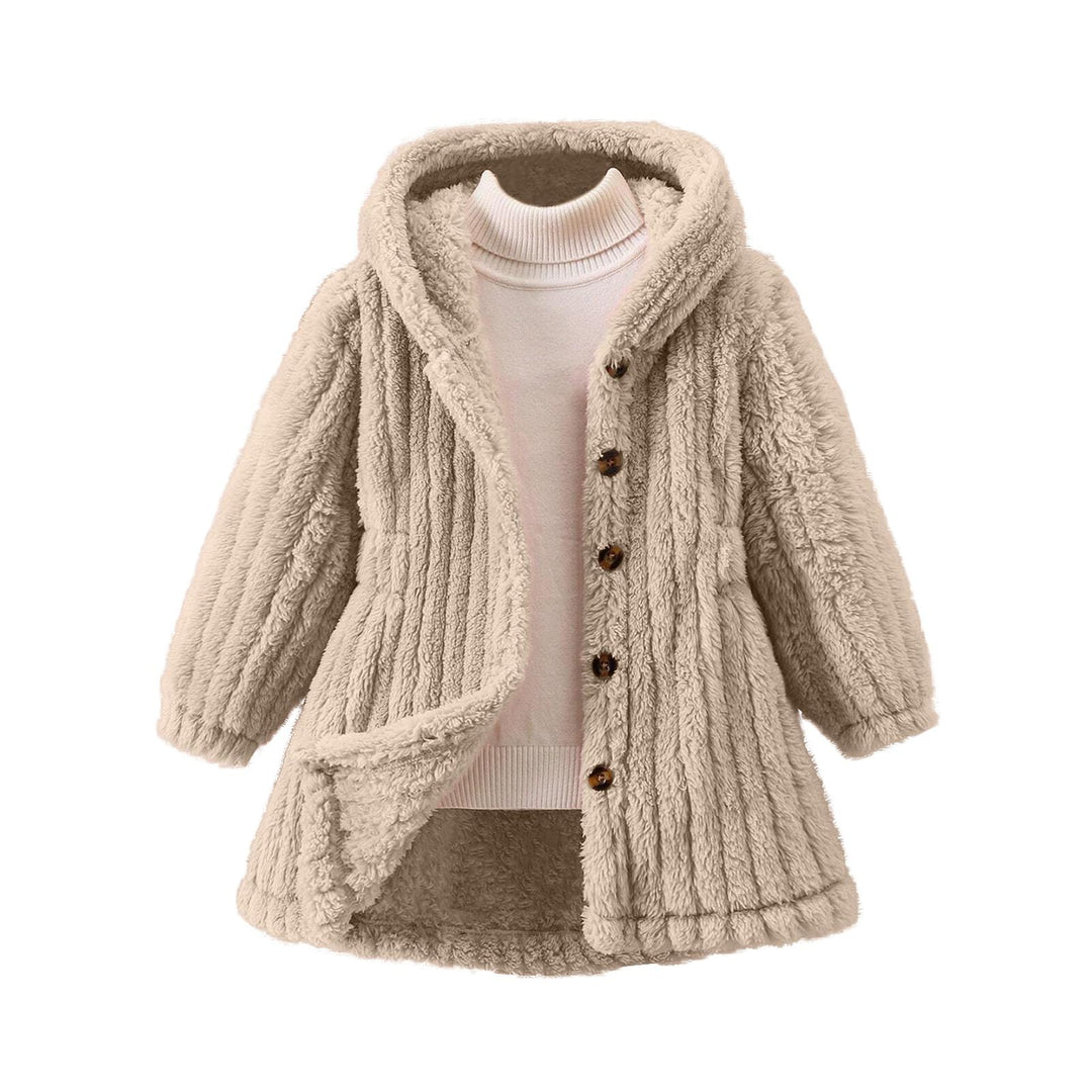 Damen Kuschelige Teddyjacke mit Kapuze und Knopfverschluss Drune