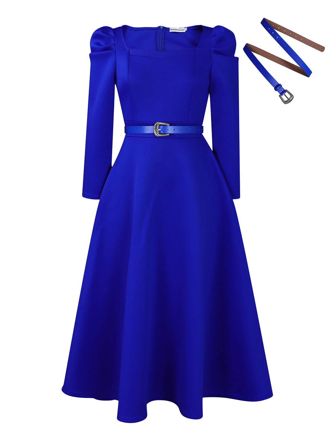 Damen Maxikleid mit elegantem Square-Ausschnitt und strukturierter Taillierung Drune