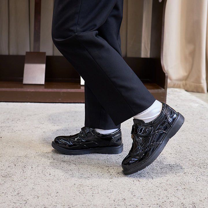 Damen Komfortable Schnürschuhe mit Klettverschluss und Hochglanz-Oberfläche Drune