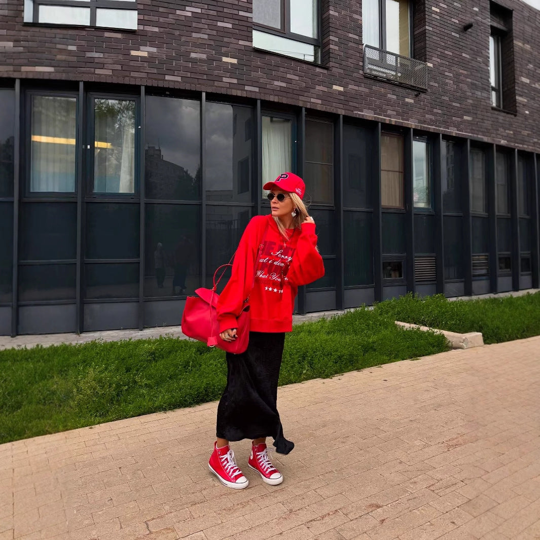 Damen Sportliches Sweatshirt mit auffälligem Schriftzug und lässigem Schnitt Drune
