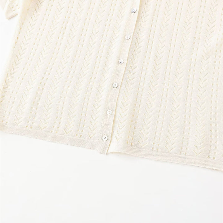 Damen Strick-Crop-Top mit V-Ausschnitt und Knopfverschluss Drune
