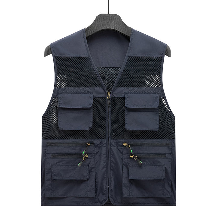 Herren Atmungsaktive Angler- und Fotografenweste mit Mesh‑Paneelen, Multifachtaschen und Zweiwege‑Reißverschluss Drune