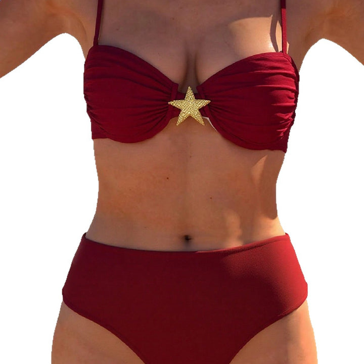 Damen Bikini-Set mit elegantem Push-Up-Oberteil und hohem Taillenunterteil Drune