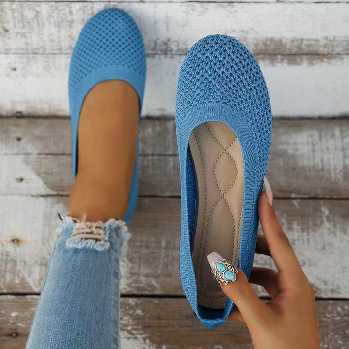 Damen  gestrickte Ballerina-Slipper mit atmungsaktivem Maschenoberteil und ergonomischem Memory-Fußbett Drune