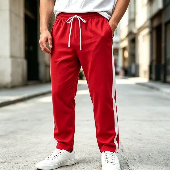 Herren Jogginghose mit seitlichem Kontraststreifen, elastischem Bund und Kordelzug Drune