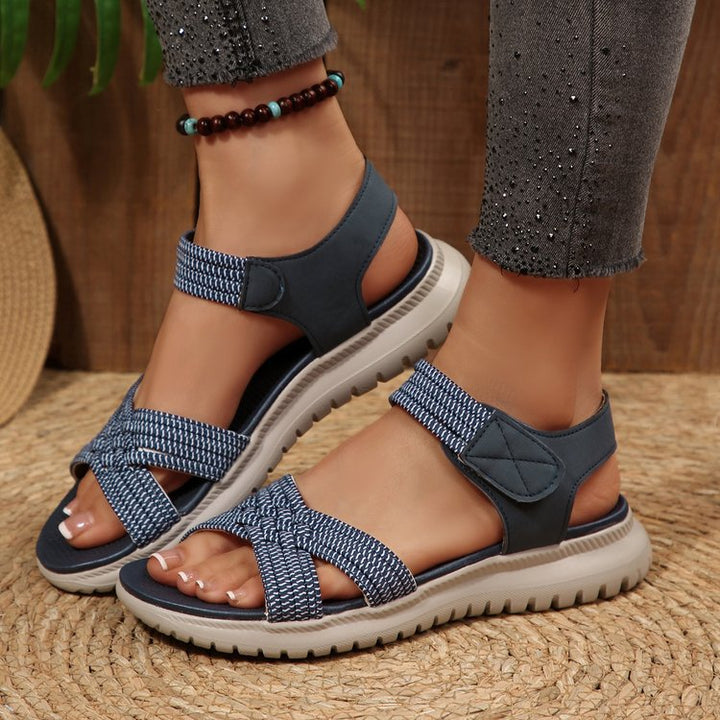 Damen Komfortable Riemchen-Sandalen mit verstellbarem Klettverschluss Drune