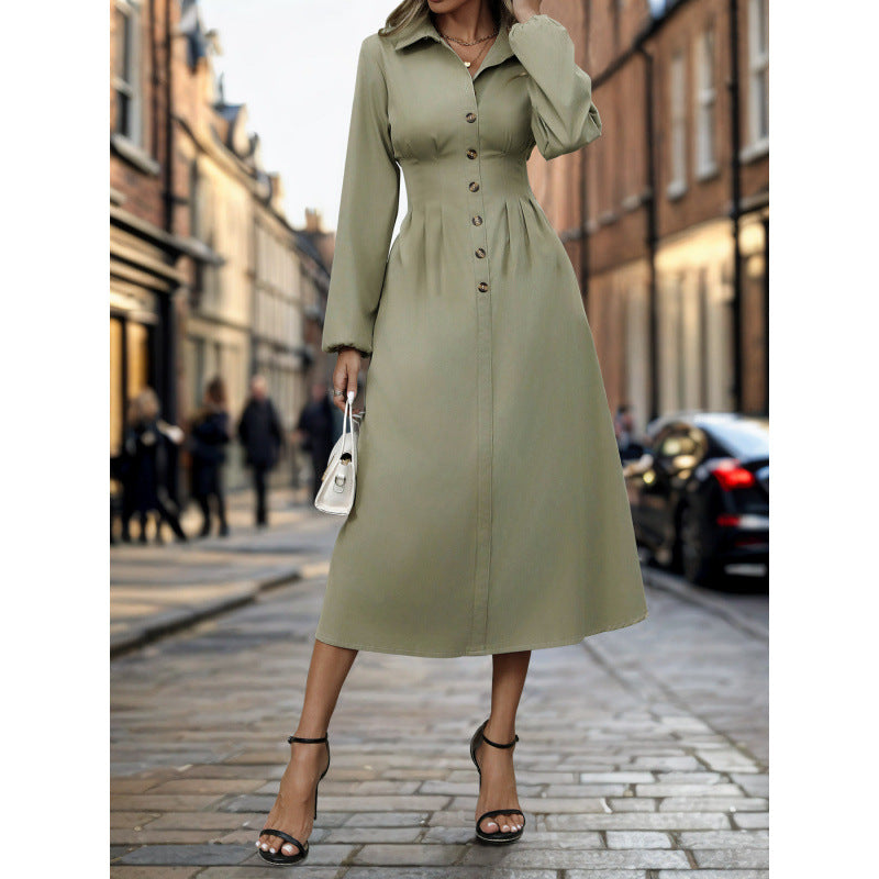 Damen Hemdkleid im eleganten A-Linien Schnitt mit Knopfdetails Drune