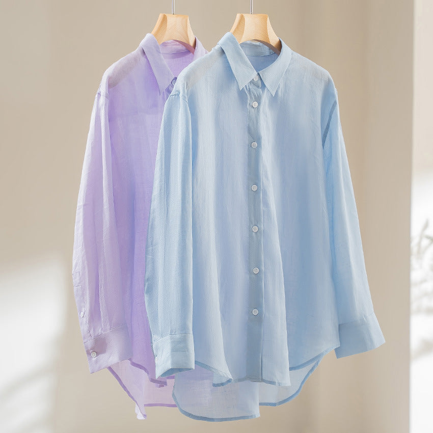 Damen Oversize-Hemdenbluse aus leichter Viskose‑Mischung mit klassischem Kragen Drune