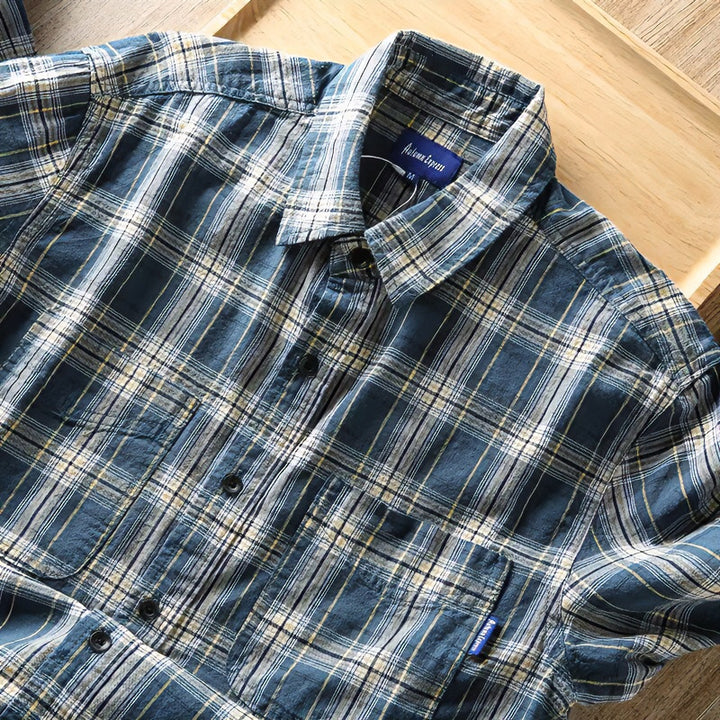 Herren Kariertes Flanellhemd mit Brusttaschen und Regular-Fit Drune