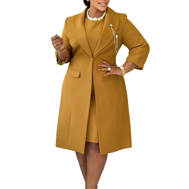 Damen Blazer-Kleid mit asymmetrischem Saum und eleganter Drapierung Drune