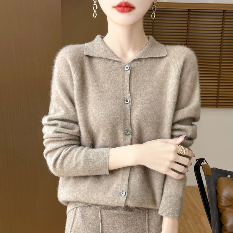 Damen Kuscheliger Reverskragen-Cardigan im Kaschmir-Look mit Mohair-Effekt Drune
