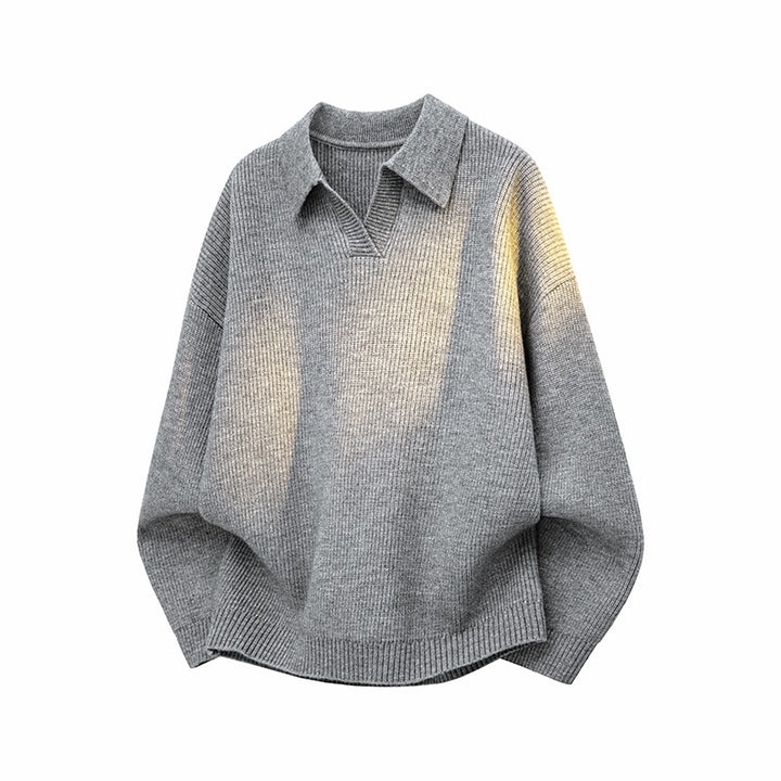 Damen Oversize Strick-Polo mit offenem V-Ausschnitt, Raglanärmeln & verlängertem Rückensaum Drune