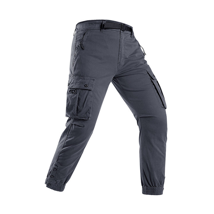 Herren Konisch geschnittene Utility‑Cargohose mit Tunnelzugbund, integriertem Gürtel und Mehrfachtaschen Drune