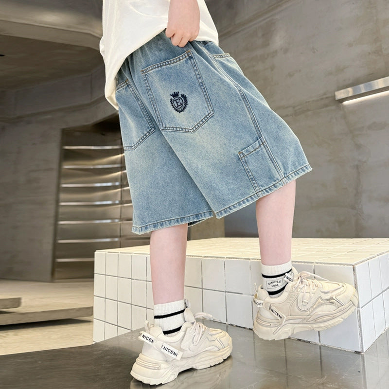 Unisex trendige weit geschnittene Denim-Shorts mit praktischen Taschen Drune