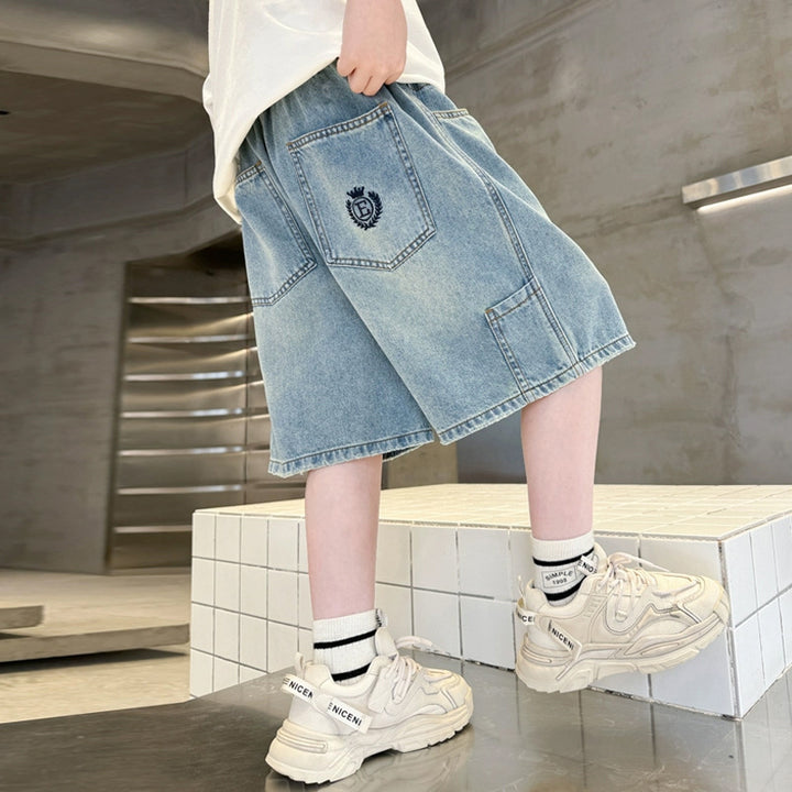 Unisex trendige weit geschnittene Denim-Shorts mit praktischen Taschen Drune