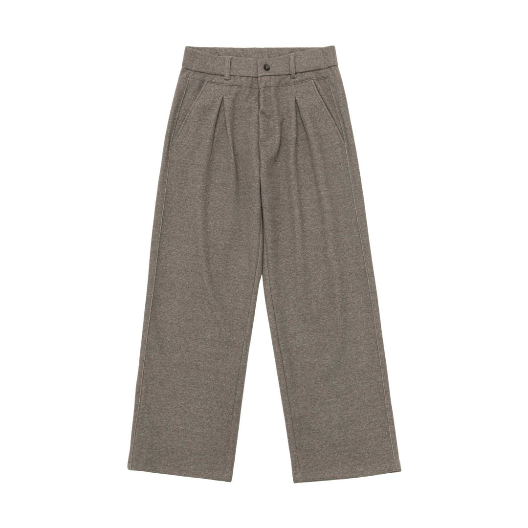 Damen Hochtaillierte weite Jersey-Hose mit Bundfalten und Eingrifftaschen Drune