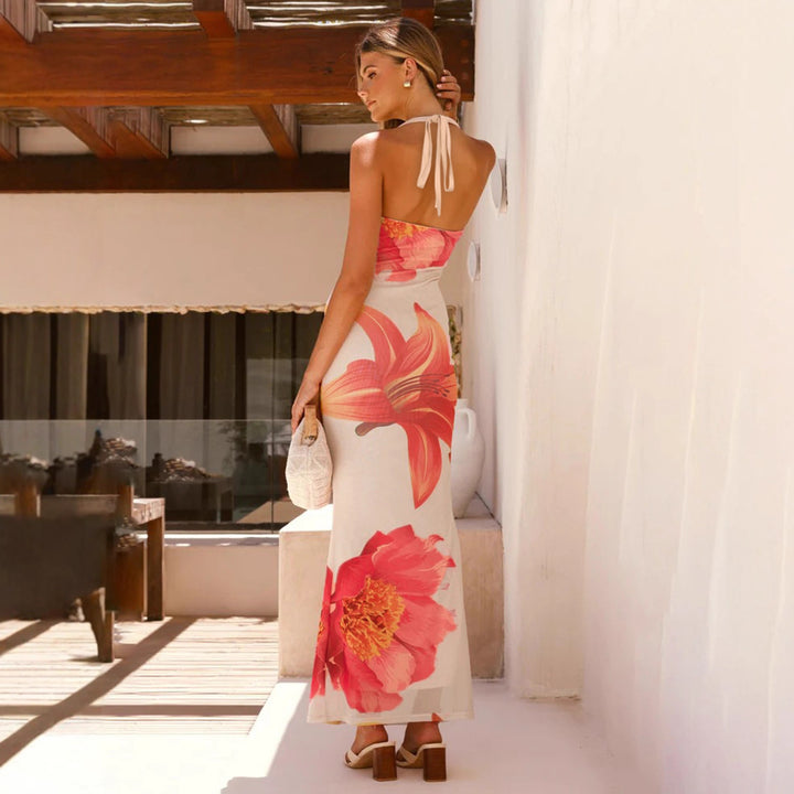 Damen Maxikleid mit floralem Design und Spitzenakzenten Drune