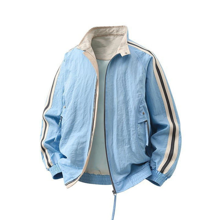 Herren Modische Sportjacke mit hohem Kragen und Kontraststreifen Drune