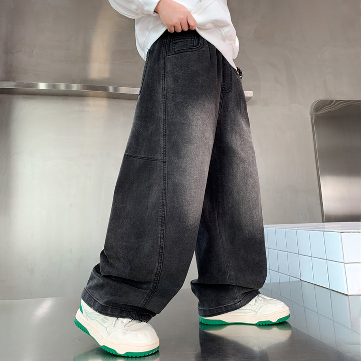 Unisex lockere Denim-Hose mit weitem Schnitt Drune