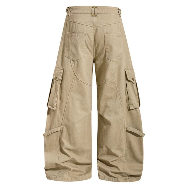 Damen weite Cargo‑Culotte‑Hose mit verstellbaren Riemen, großen Klappentaschen und Ballon‑Silhouette Drune