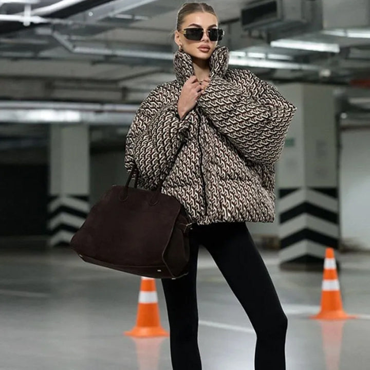 Damen Kurz gesteppte Oversize-Steppjacke mit hohem Schalkragen Drune