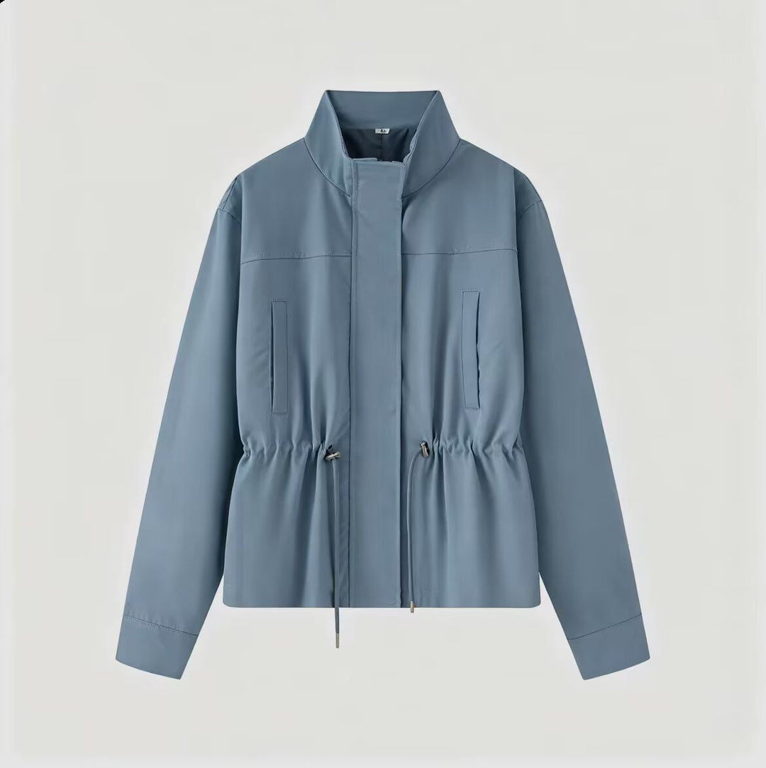 Damen Leichte Wind- und Regenjacke mit Tunnelzug-Taille und Stehkragen Drune