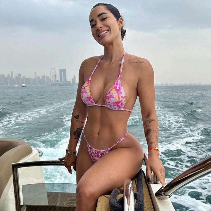 Damen Bikini mit zarten floralen Mustern Drune