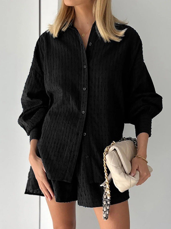 Damen lässige Bluse mit strukturiertem Gewebedesign Drune