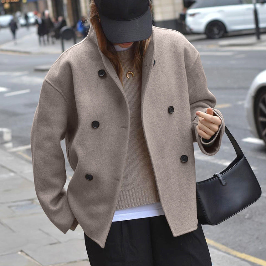 Damen Oversized Wolljacke mit doppelter Knopfleiste Drune