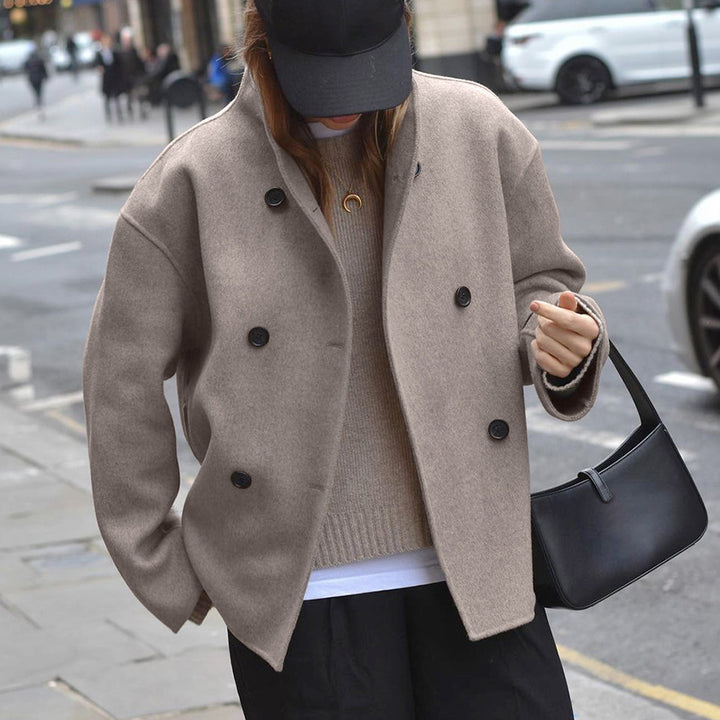 Damen Oversized Wolljacke mit doppelter Knopfleiste Drune