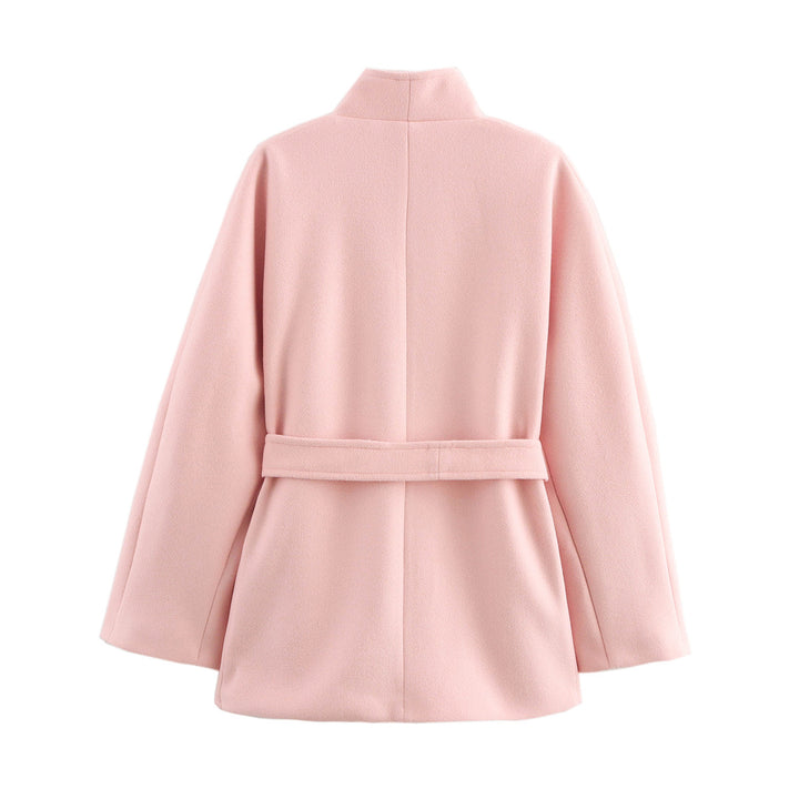 Damen Elegante Wickeljacke aus hochwertigem Material mit breitem Gürtel Drune