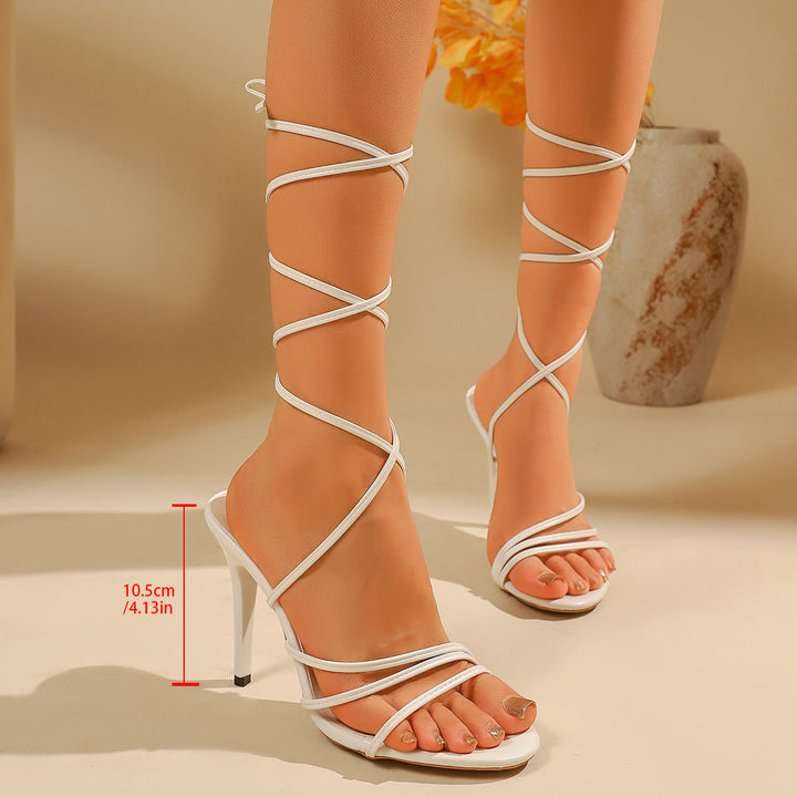 Damen elegante High Heels mit kunstvollen Kreuzriemen Drune