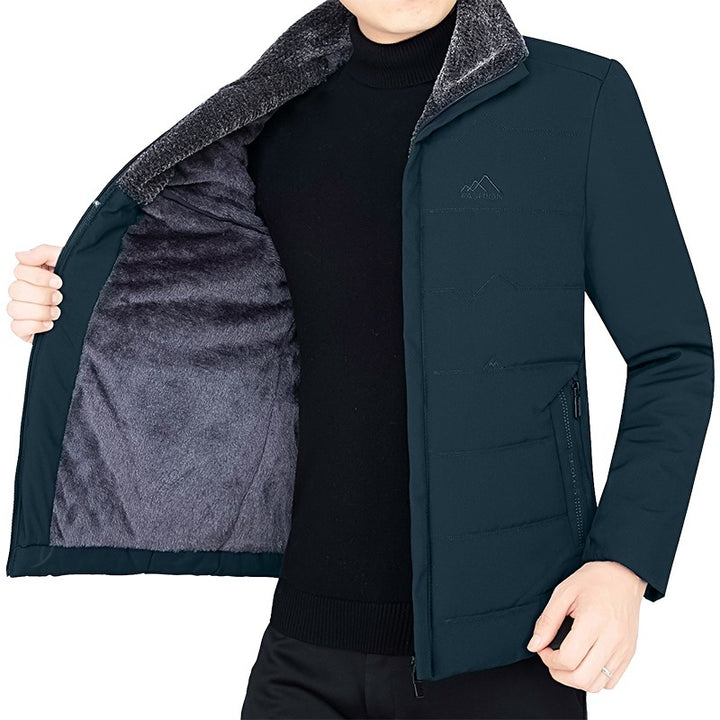 Herren Thermo-Stehkragenjacke mit weichem Teddyfutter und Reißverschlusstaschen Drune
