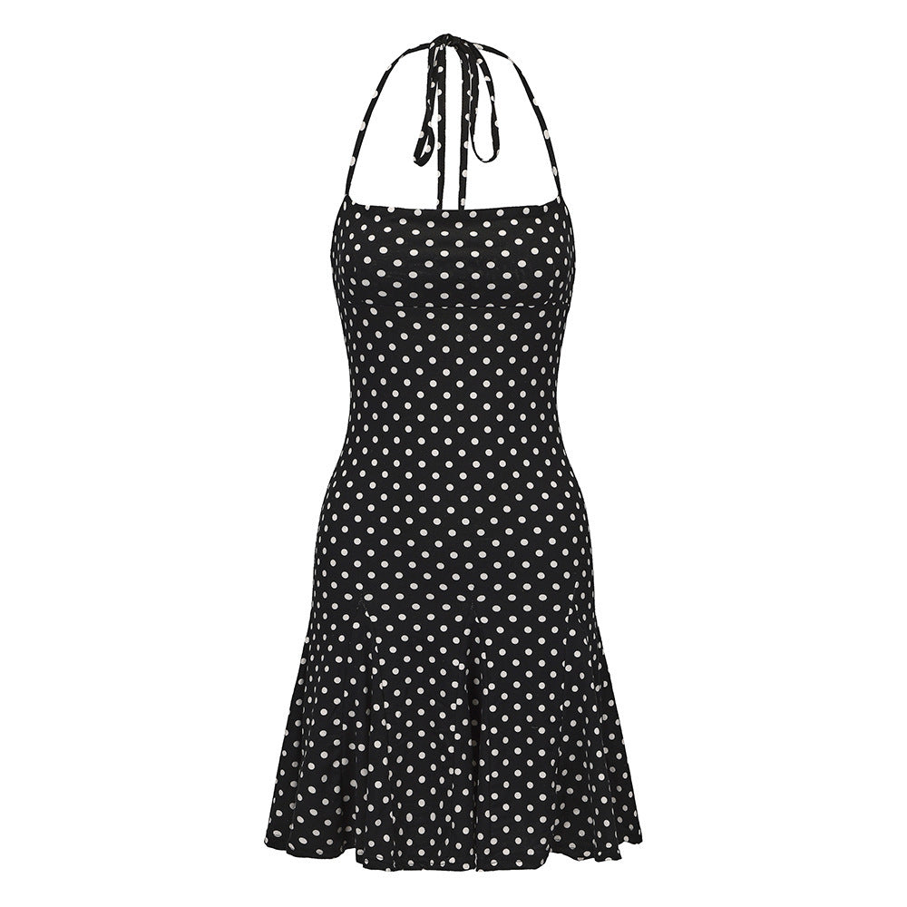 Damen Minikleid mit verspielt schwingendem Saum und zarten Punkten Drune