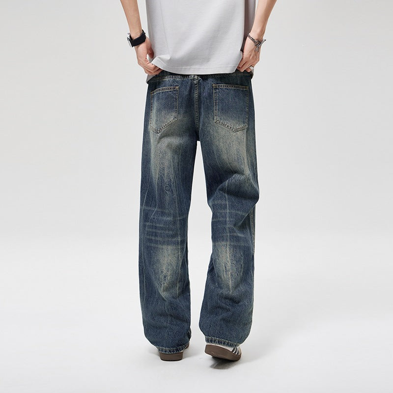 Herren Baggy-Jeans im Vintage‑Wash mit hoher Bundhöhe, relaxed Bein & dezenter Distressed‑Optik Drune