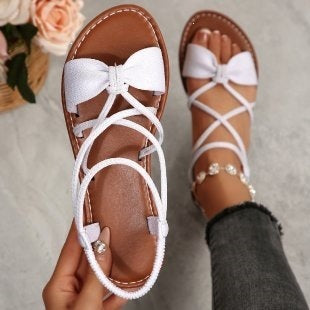 Damen Zarte Römersandalen mit Schleifen-Detail und verstellbaren Schnürriemen Drune