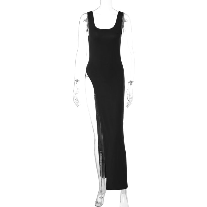Damen Langarm Maxikleid mit hohem Schlitz Drune