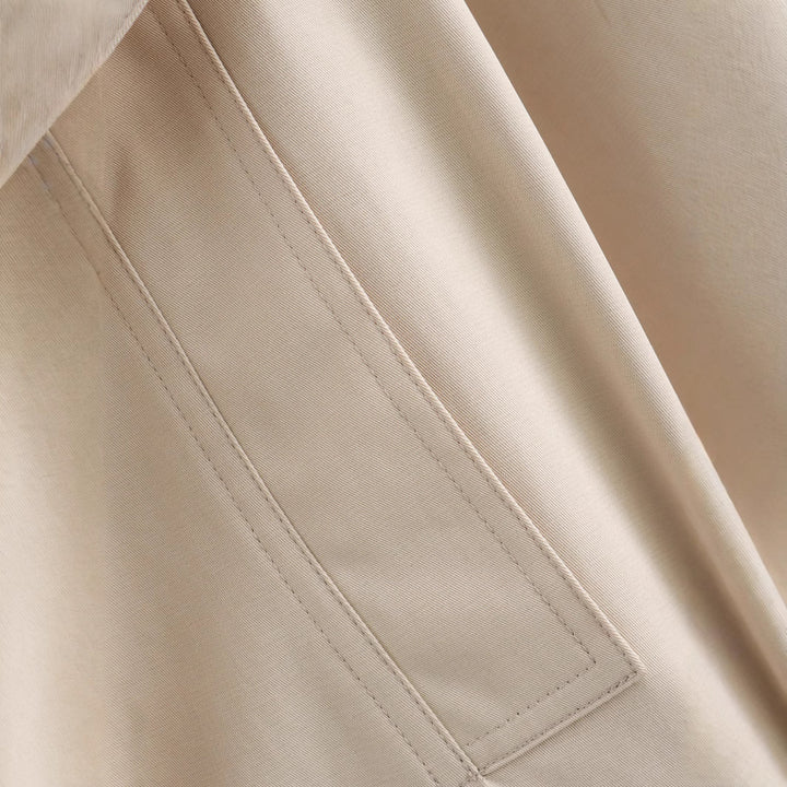 Damen Cropped Trenchjacke im Boxy‑Schnitt mit weitem Revers und Bindeschleife Drune