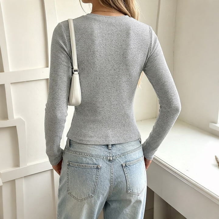 Damen Strukturierter Langarm-Hemdenpullover Drune