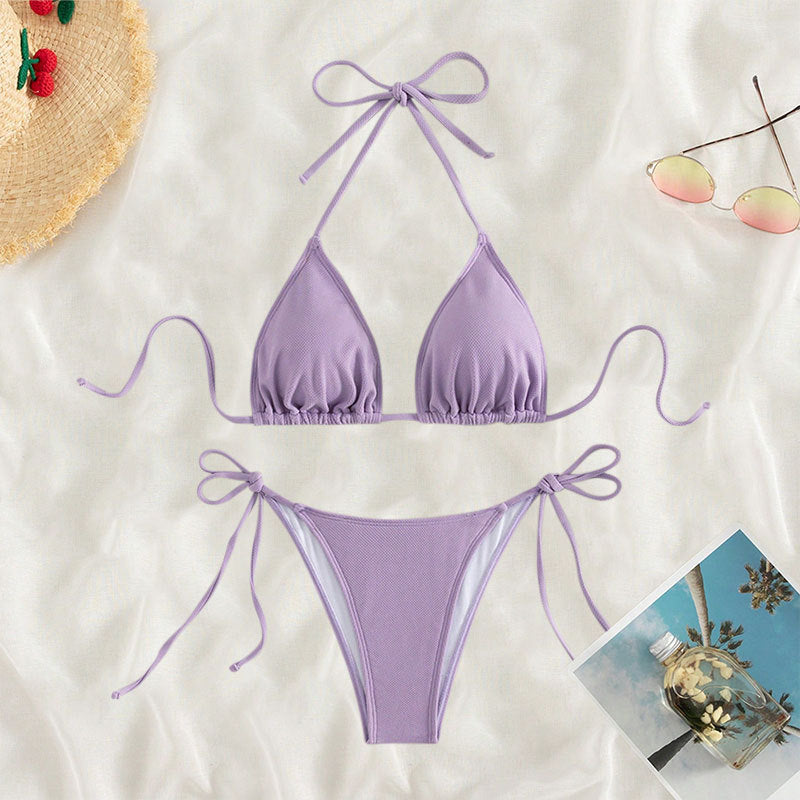 Damen Triangel-Bikini mit verstellbaren Bindebändern und seitlichen Schleifen Drune