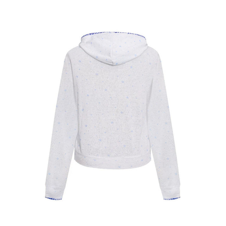 Damen Leichter Kapuzen-Zipcardigan mit Sternenallover und Ziernaht Drune