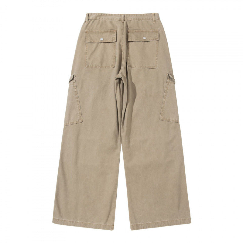 Damen Breite Utility-Cargo-Hose aus robustem Canvas mit hoher Taille und Kniefalten Drune