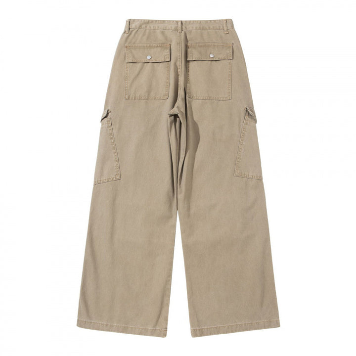 Damen Breite Utility-Cargo-Hose aus robustem Canvas mit hoher Taille und Kniefalten Drune